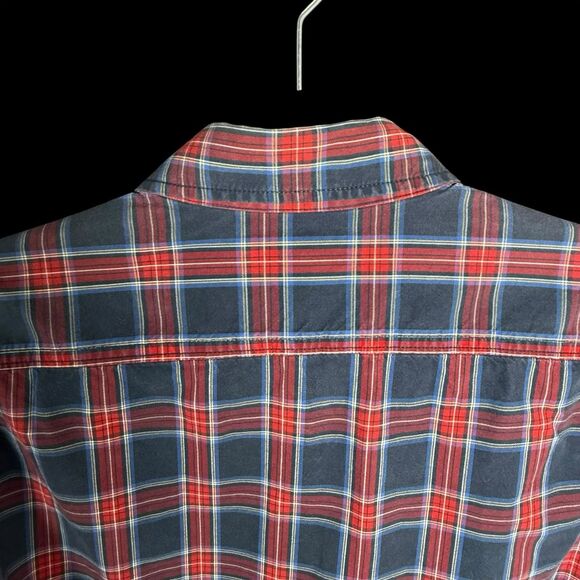 Abercrombie & Fitch Muscle Plaid Button Up Shirt Men's Medium M Red Blue - Picture 9 of 16